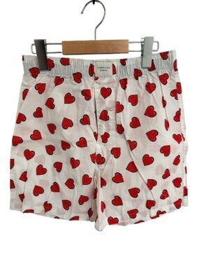 American Eagle Outfitters White Boxers with Red Heart Print